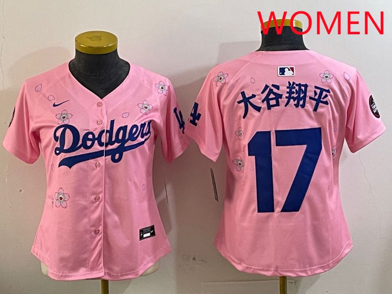 Women Los Angeles Dodgers #17 Ohtani Pink Sakura Edition 2025 Nike MLB Jersey style 1->women mlb jersey->Women Jersey